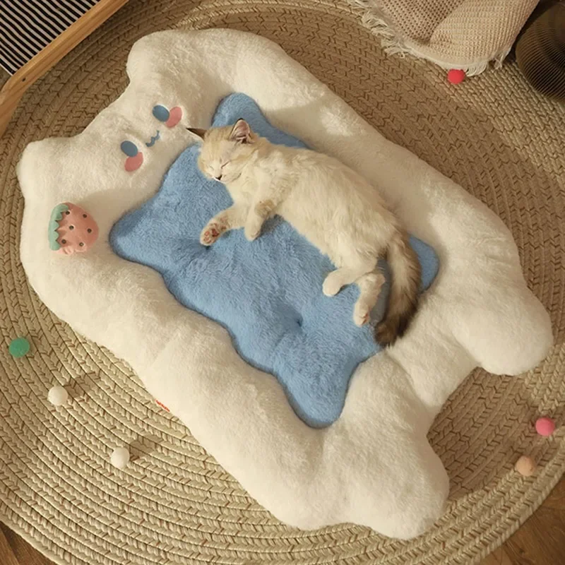 Cute Fluffy Dog Bed Mat materassi morbidi per animali domestici divano Plus cuscino per cuccioli spesso in velluto per cani di piccola taglia gatti