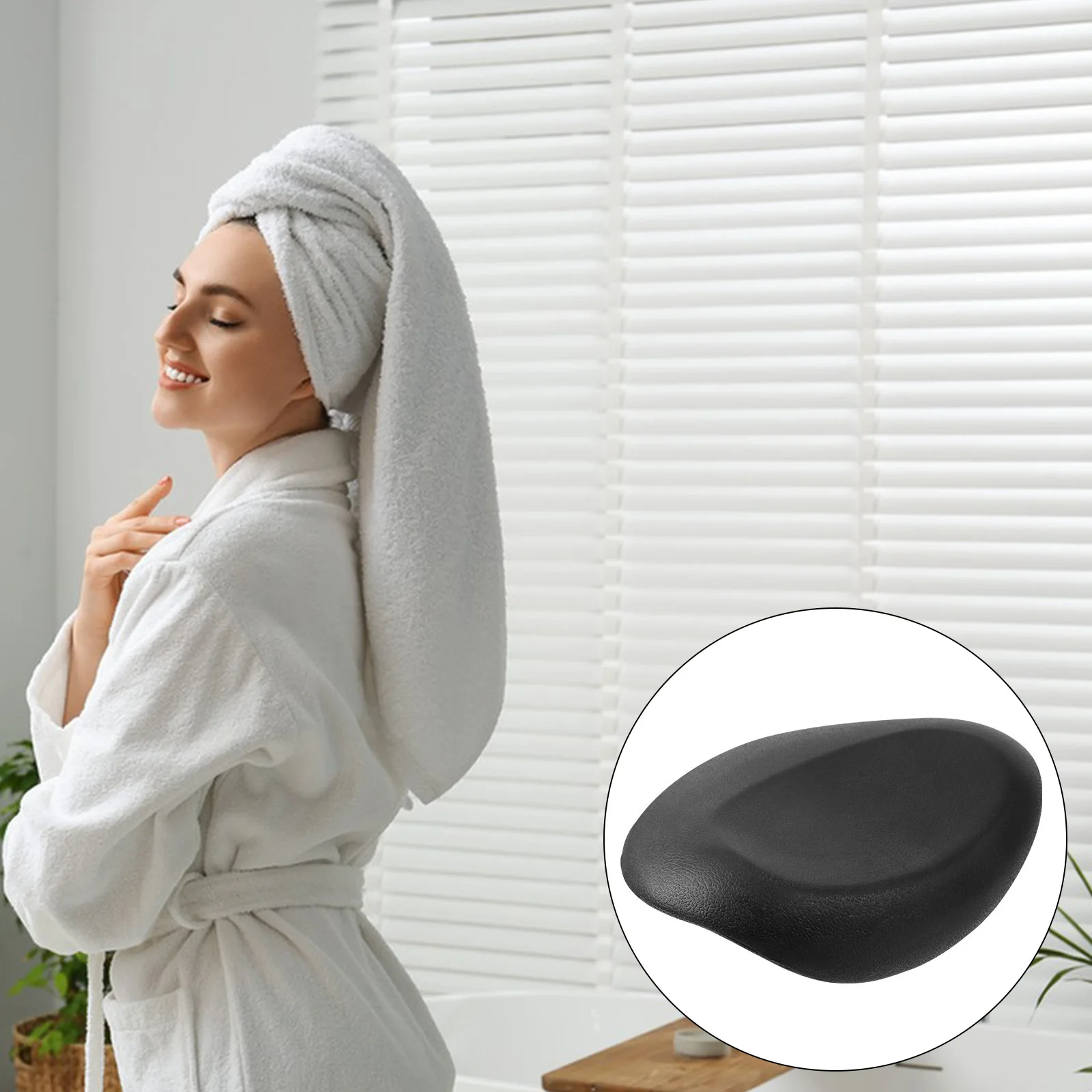 

Eco Friendly Bath Pillow with Suction Cups for Bathtub Headrest Non Slip PU Black Wedge Shape Home Shower Tub Cushion