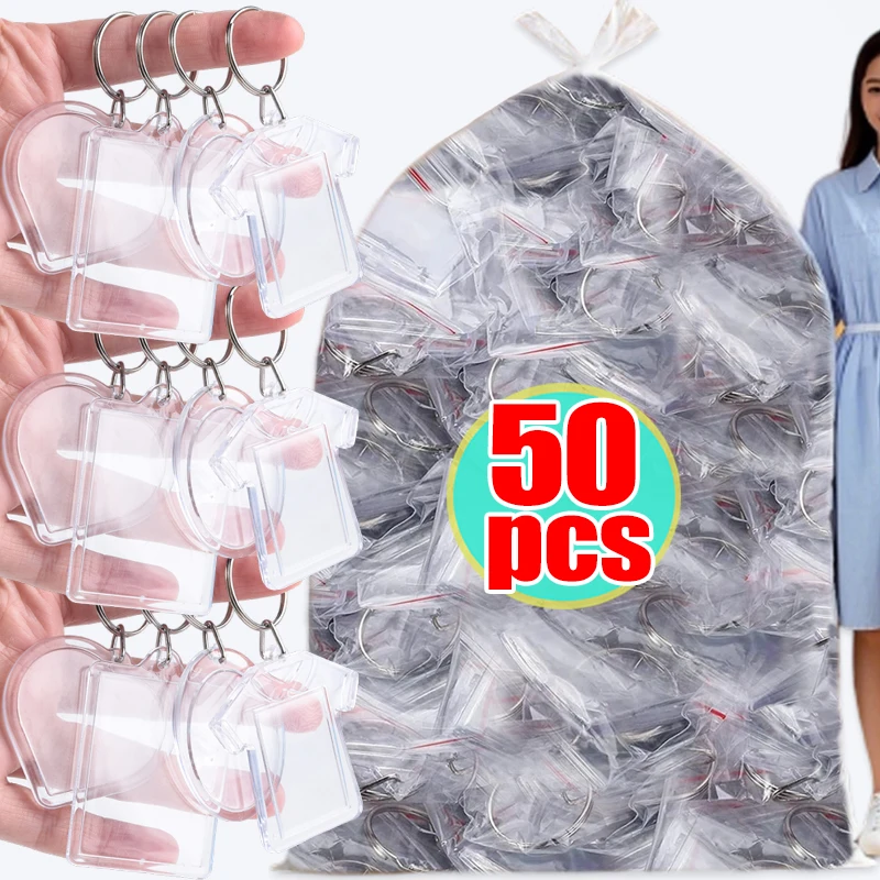 5-50 قطعة جديد واضح إطار صور أكريليك المفاتيح صور إدراج Keyrings مستطيل فارغ للصور على الوجهين لتقوم بها بنفسك لوازم #2