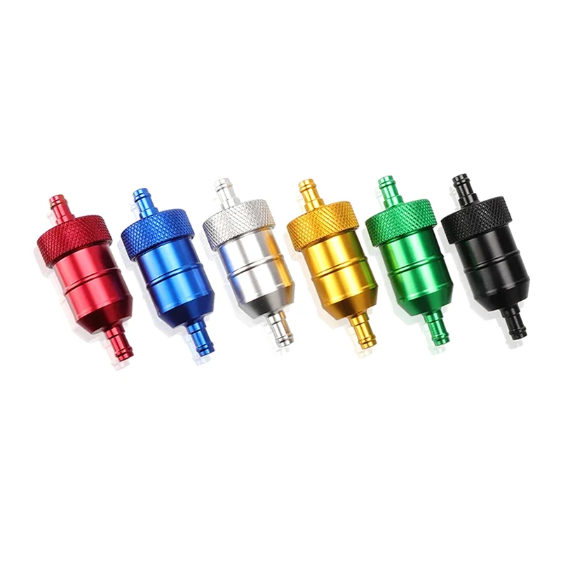 New 8mm CNC Aluminum  Cleaner +5 Pieces Reusable Cleanable Fuel Filter Motorcycle ATV Quad Inline Oil Gas Fuel Filter