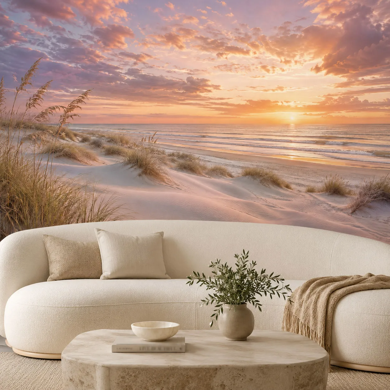 papier-peint-mural-coucher-de-soleil-sur-la-plage-dunes-de-sable-paysage-cotier-pour-salon-chambre-maison-sans-adhesif-pose-n'est-pas-requise