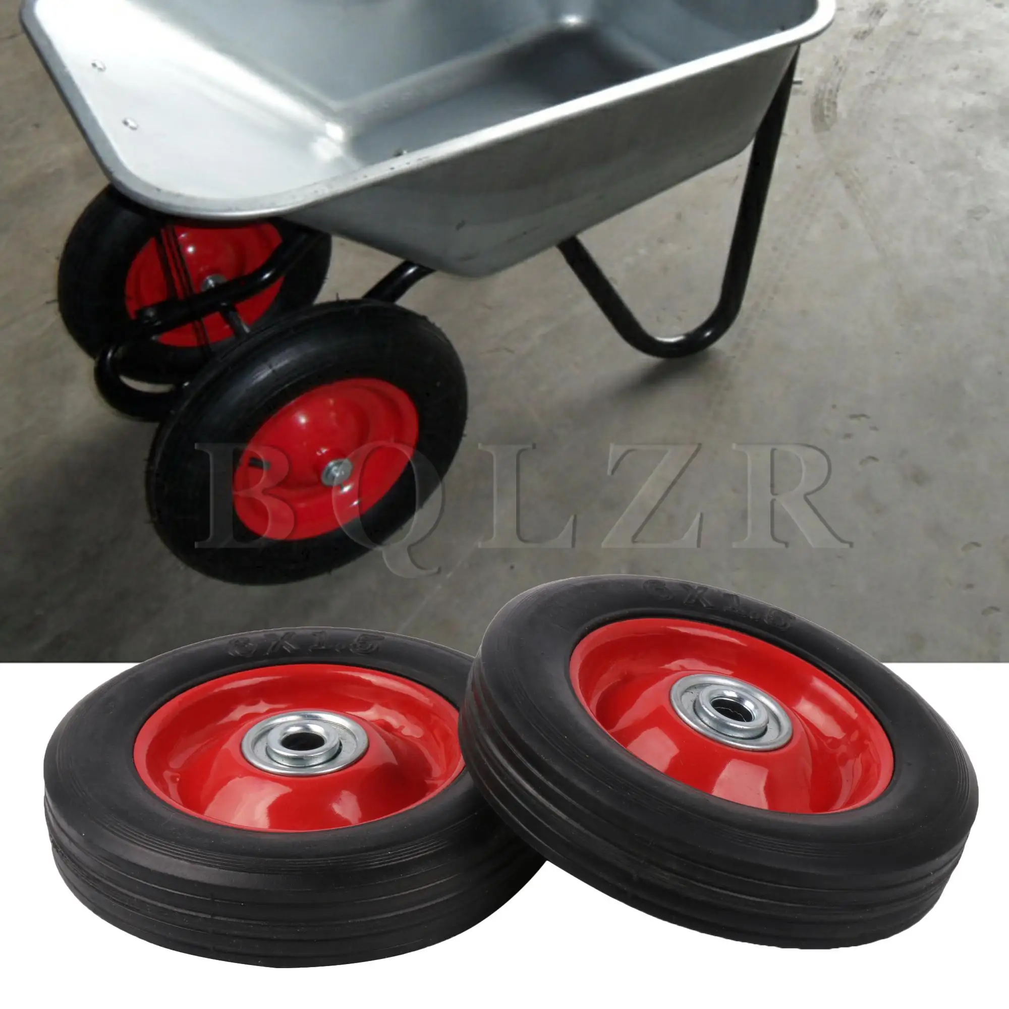 BQLZR 2Pcs Lawn Mower Rubber Tire Wheel 6 Inches Outer Dia 132.27 LBS Load Red