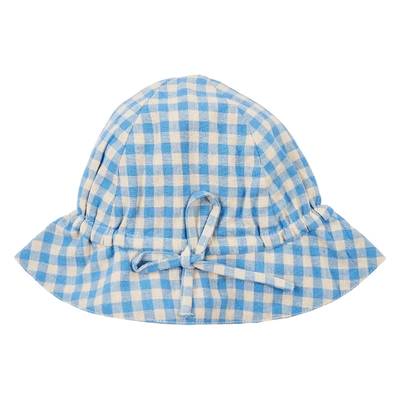 Chapéu infantil primavera e verão fino feminino bebê pescador chapéu 2025 novo verão guarda-sol chapéu para meninas chapéu xadrez