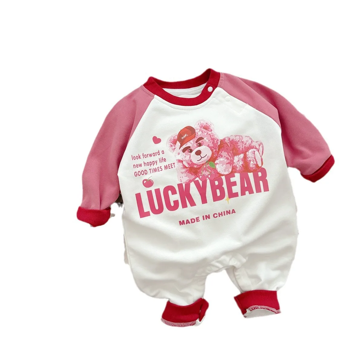 Spring and Autumn Disney New Cartoon Lotso Baby Clothes Red Baby Bear Jumpsuit Go Out Wear Cotton Soft Long-sleeved Clothes