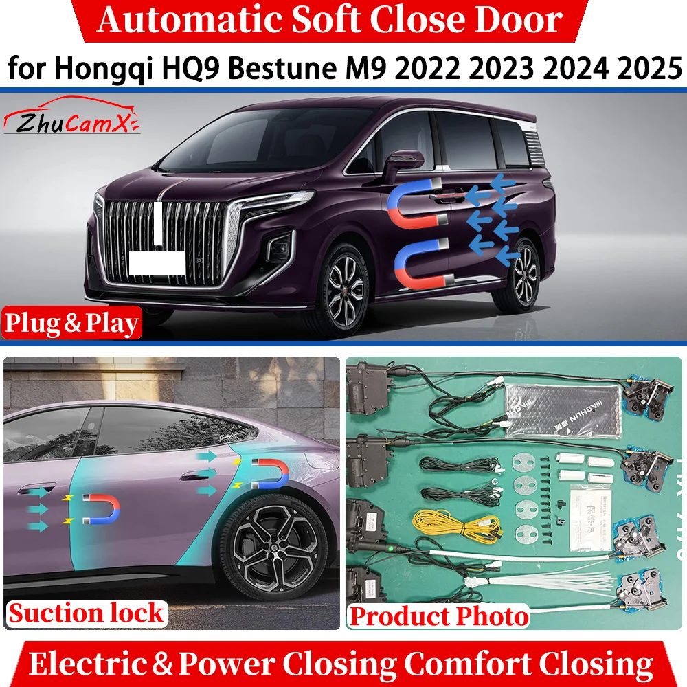 

for Hongqi HQ9 Bestune M9 2022 2023 2024 2025 Automatic Soft Close Door Electric Power Comfort Closing Suction lock Quiet System