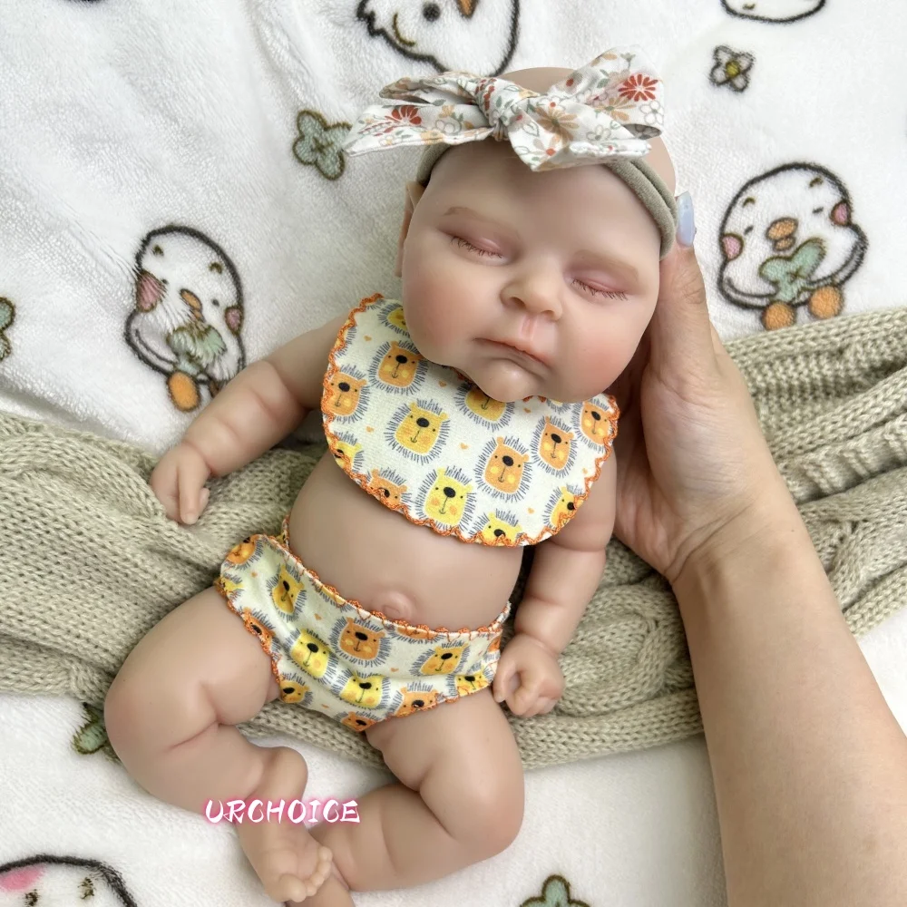 Mini 12-calowa Lalka Reborn dla Dziewczynki Brzoskwiniowa Pulchna Całe Ciało Silikonowa Elastyczne Ruchome Ciało Realistyczne Detale Prezent na Boże Narodzenie Zabawka dla Dzieci