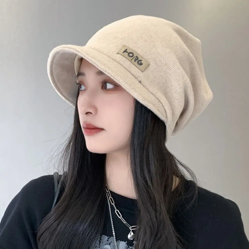 

Versatile Soft Knitted Hat Korean Style Thickened Peaked Cap Elastic Mask Woolen Hat Women