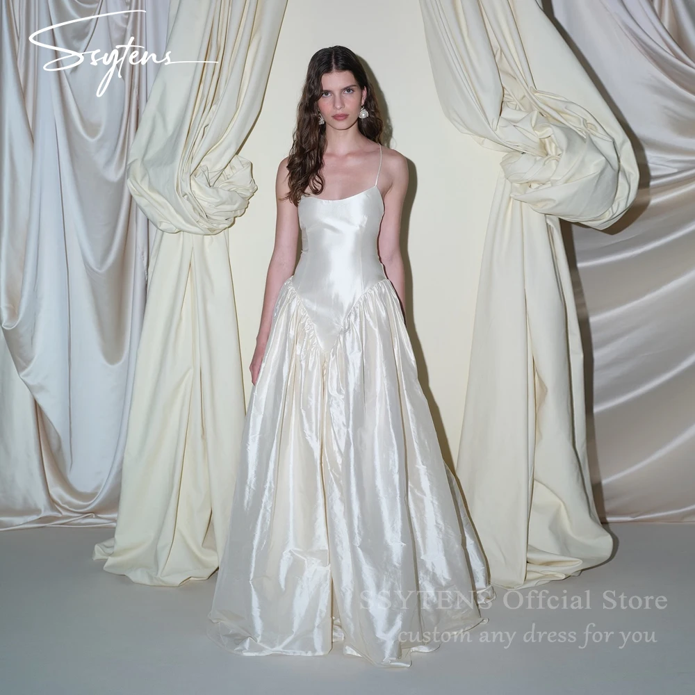 

SSYTENS Charming Satin Wedding Dresses Sexy Backless Elegant Formal Gowns for Wedding Party Prom Dresses Bridesmaid Customized