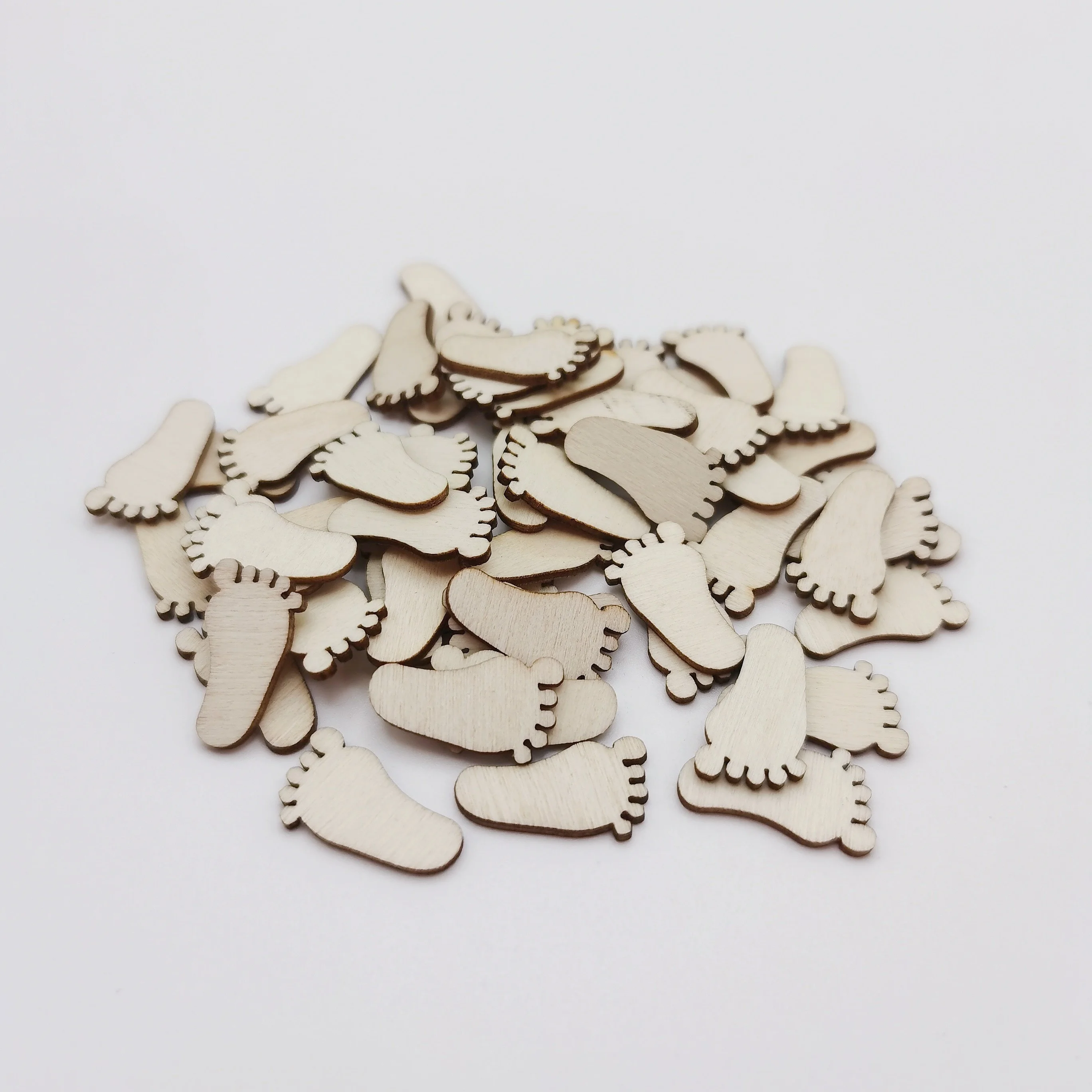 50pcs 19x11mm Wooden Baby Foot Feet Embellishments Wood Cutouts DIY Crafts For Cardmaking Invitations Decorations Scrapbooking