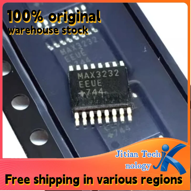 100% original inventory 10PCS MAX3232EEUE logo MAX3232 TSSOP16 RS-232 transceiver chip Channel direct sales