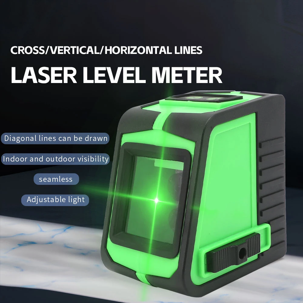 

Самонивелирующийся зеленый лазерный уровень, 2 линии, перекрестный перезаряжаемый, регулировка, импульсный режим, автоматический уровень