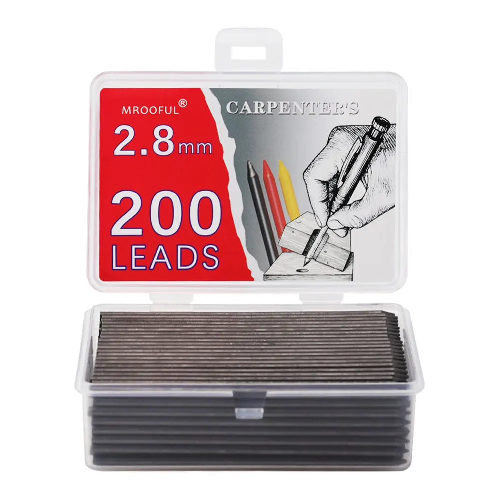200Pcs/box 2.8mm Carpenter Pencil Lead Deep Hole Marking Pen for Woodworker's Automatic Pencil Replaceable Core High-Capacity