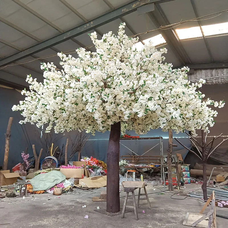 Simulation fake tree shopping mall hotel wishing tree white floor large landscaping wedding set decoration