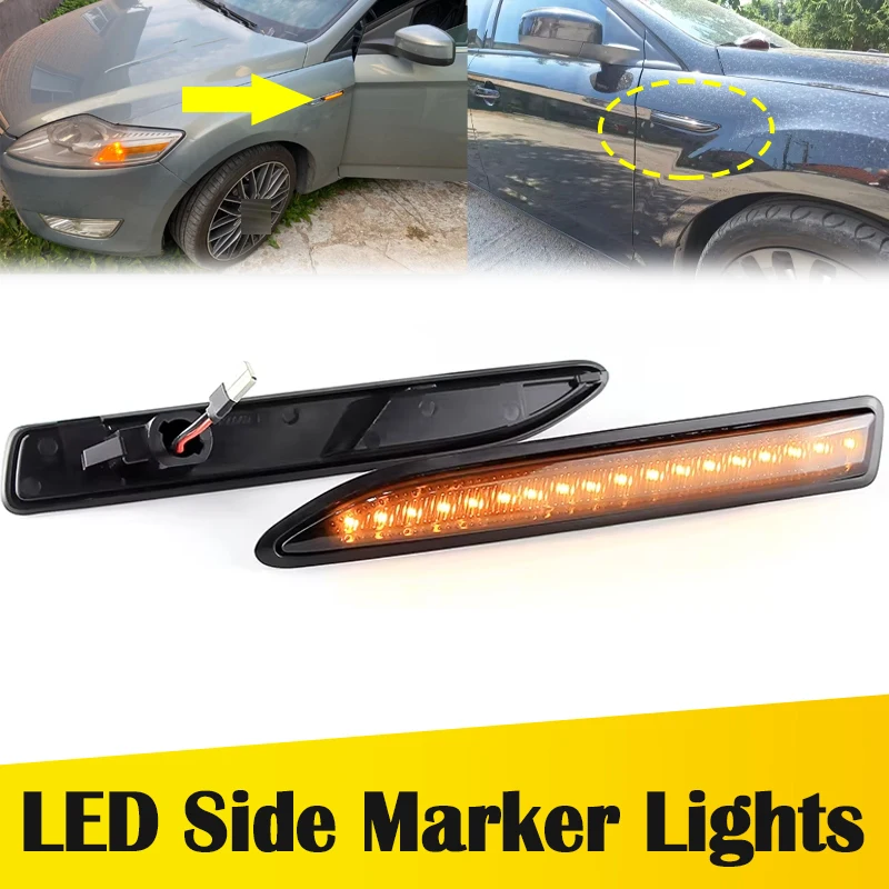 2PCS LED Turn Signal Side Marker Light Blinker For Ford Mondeo Mk4 Hatchback Saloon Estate (BA7) 2008-2014 Indicator Lights