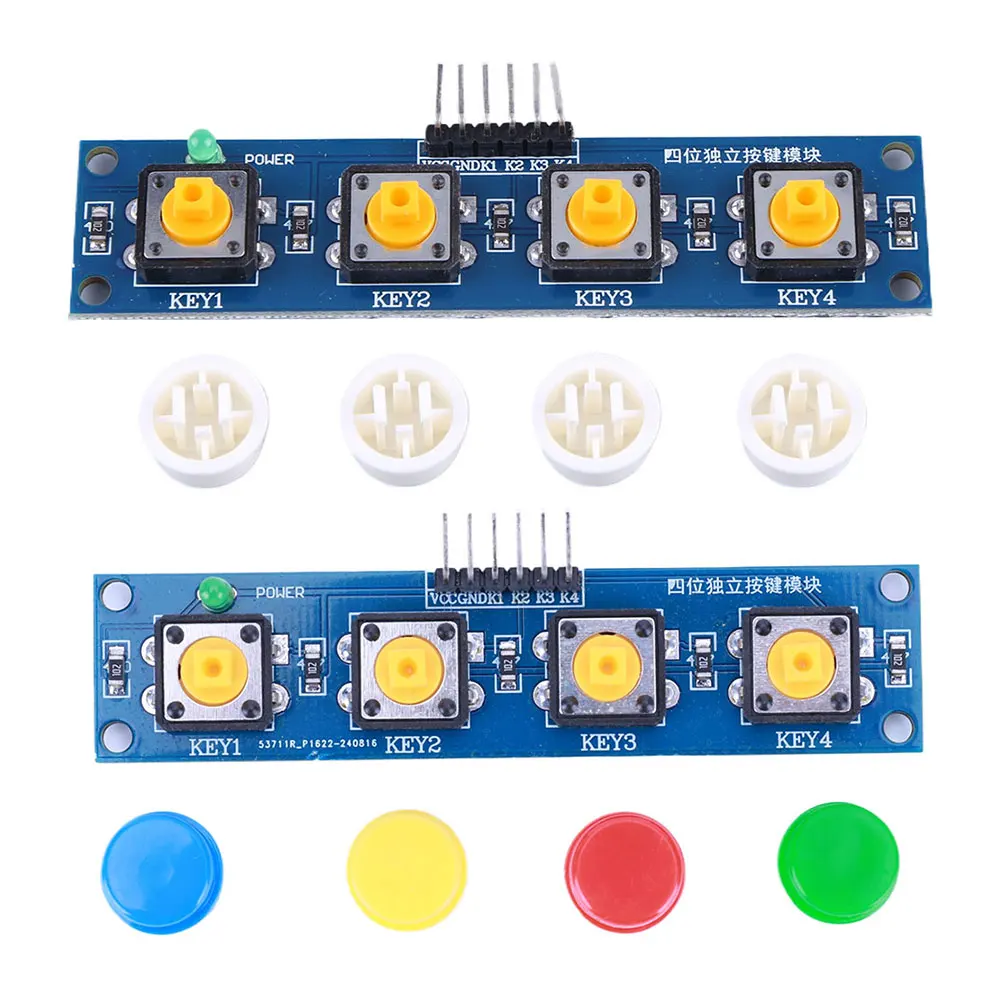 4 وحدة لوحة مفاتيح أزرار مستقلة مع قبعة ووحدة لوحة مفاتيح مؤشر LED لـ Arduino ARM Raspberry Pi