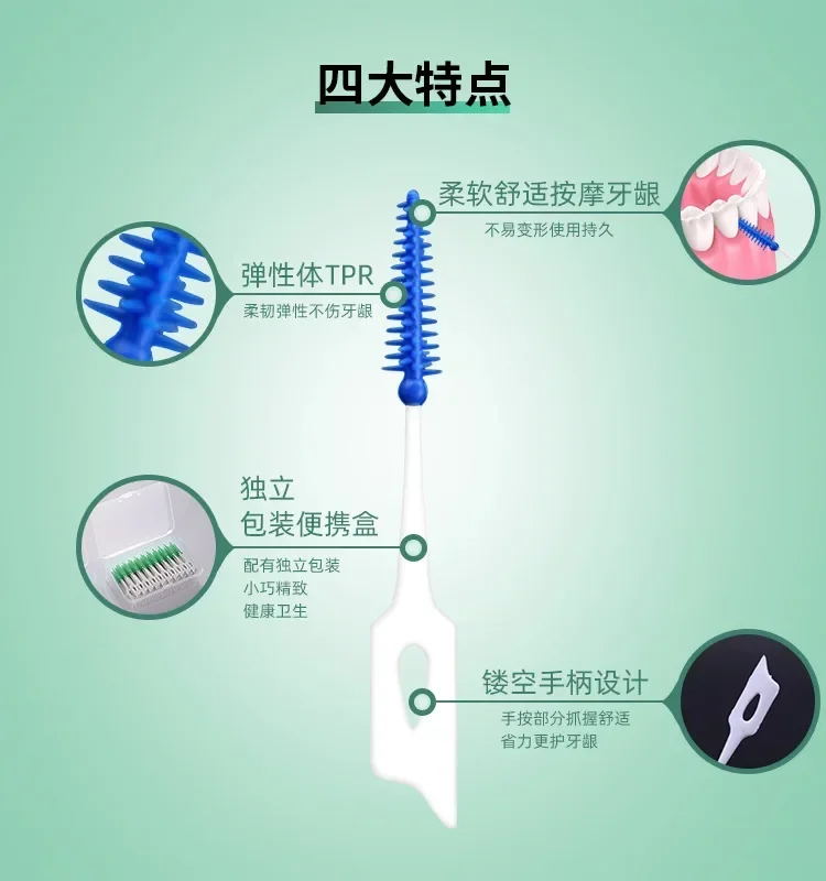 40-400 Stück Silikon-Interdentalbürsten, Zahnstocher, Bürsten zwischen den Zähnen, Silikon-Zahnstocher mit Gewinde, Mundreinigungswerkzeuge – Detail 5