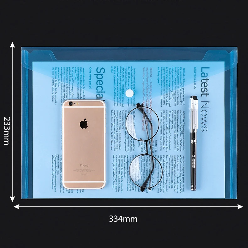 A4 Folders File Bag Transparent Solid Color Student Use Label Classification Test Paper Bag Storage Bag Office Stationery 50pcs