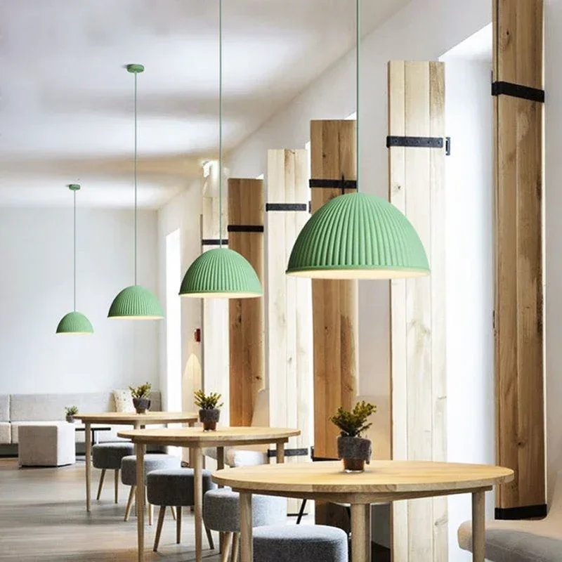 Imagem -06 - Led Nordic Pendant Lights Lâmpadas de Resina Macaron Luminárias Suspensas Interior Decoração de Casa Quarto Sala de Jantar Bar Café Simples