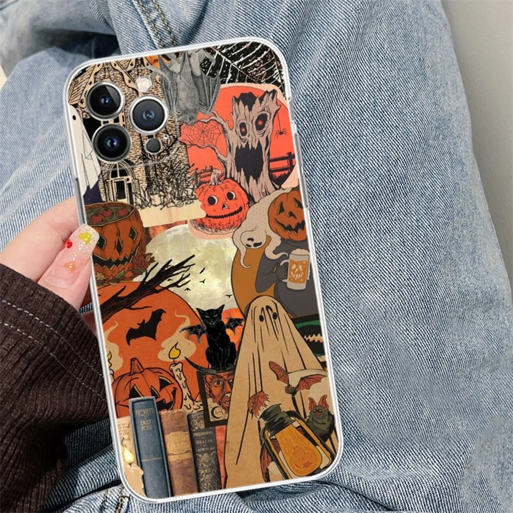 October Fall Halloween Spooky Pumpkin Phone Case Silicone Soft dla iphone 15 14 13 12 11 Pro Mini XS MAX 8 7 6 Plus X XS XR