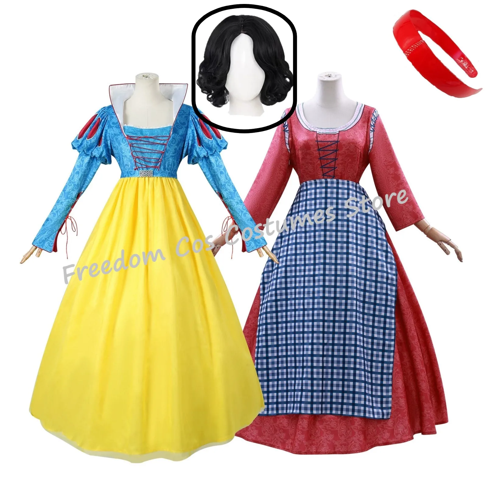 

2025 NEW Movie Snow White Cosplay Costume wig Headwear Princess Role Play Clothes for Women Halloween Party Christmas Dress set