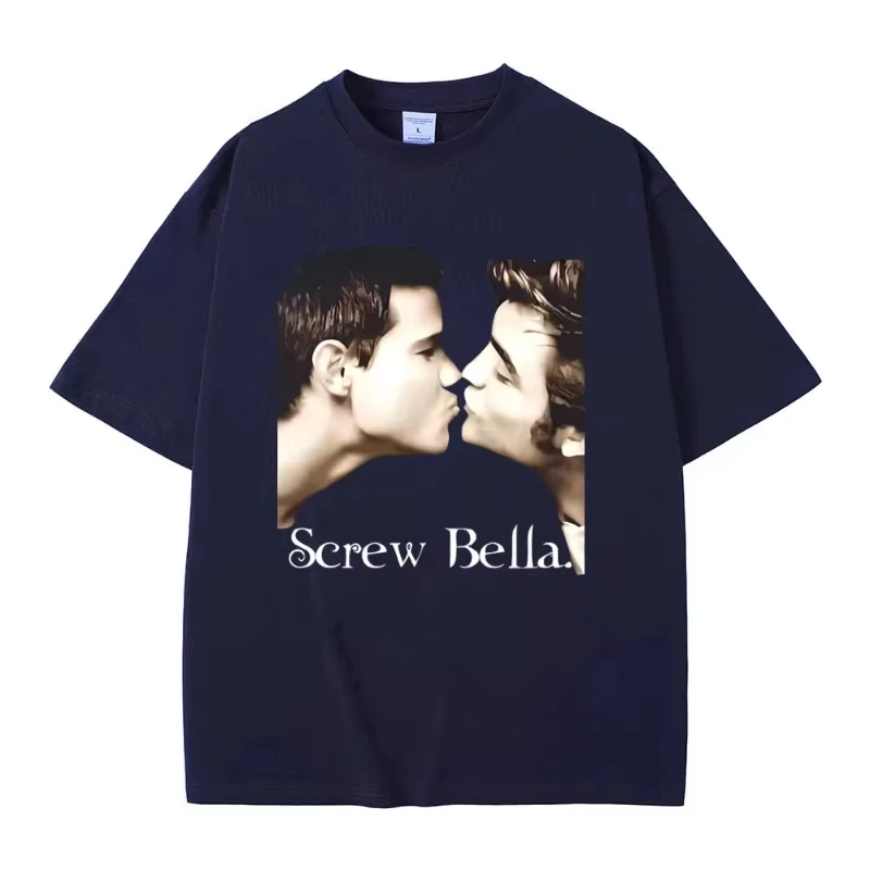 Movie Series Twilight Jacob Black and Edward Cullen Screw Bella Funny Meme T-shirt Men Women