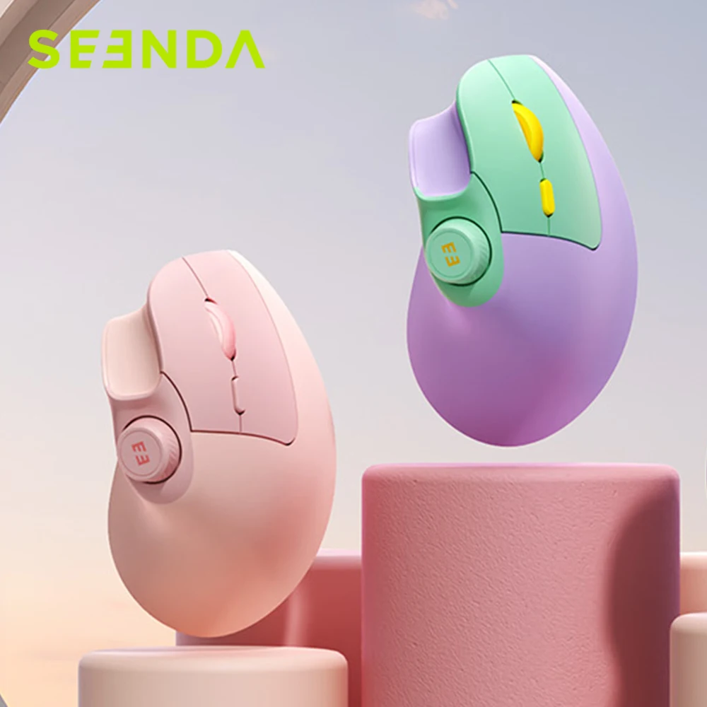 Seenda Ergonomic Bluetooth 2.4G Wireless Mouse with Volume knob Quiet clicks Rechargeable Vertical USB Mouse for Mac Windows PC