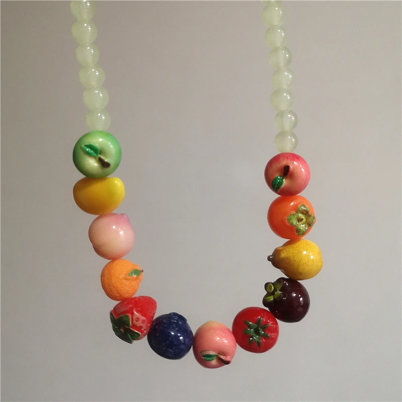 Trendy Colorful Fruit Pendant Beaded Choker Necklace For Women Bohemian Summer Y2K Statement Exaggerated Bikini Jewelry Gift - view 4