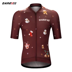 DAREVIE Cycling Jersey Slim Fit SPF 50+ Men Women Christmas Cycling Jersey Fashion Bike Jersey Pro Team Cycling Shirt