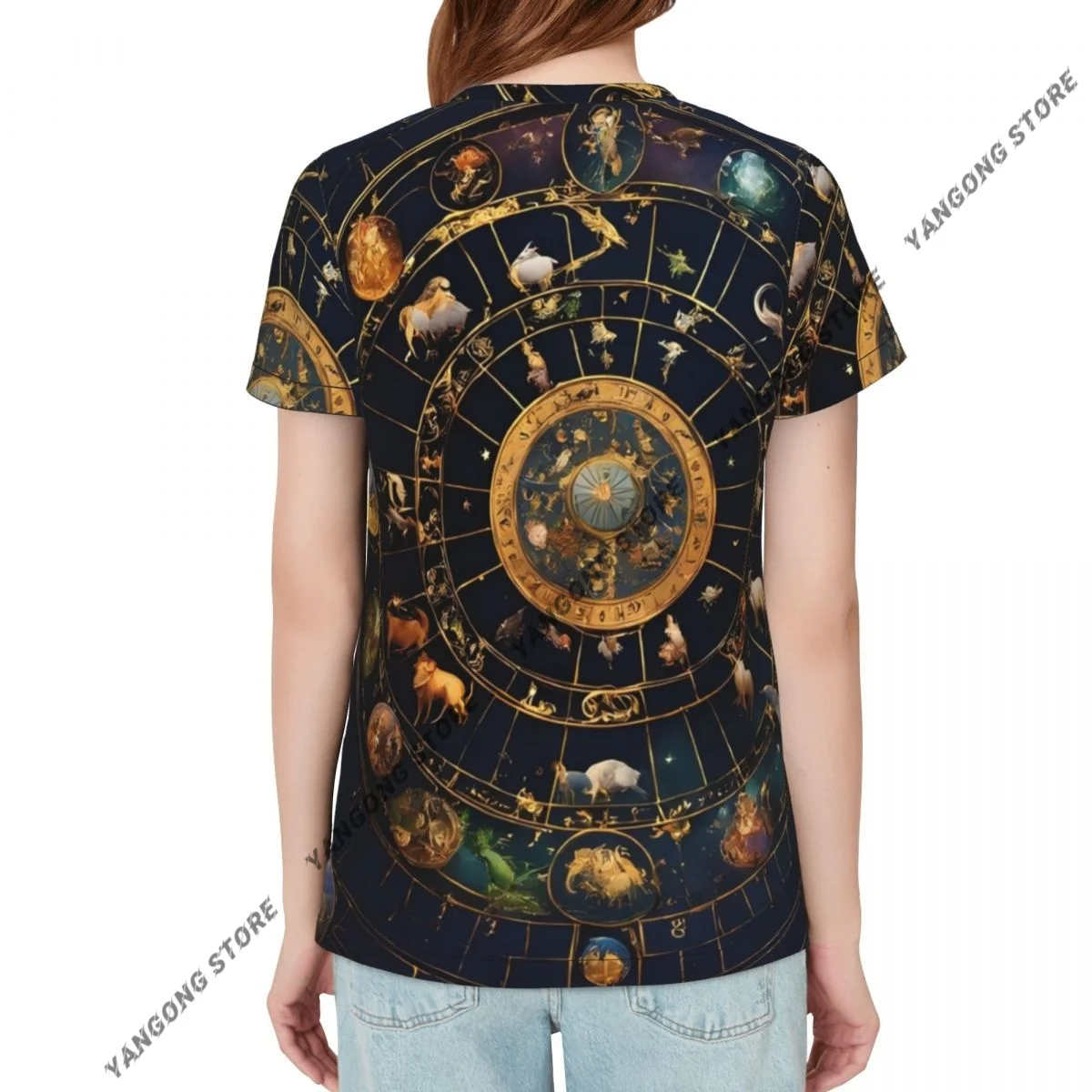 Women's T-shirt ladies casual Constellations And Starry Sky female T-shirt short-sleeved T-shirt summer thin tops