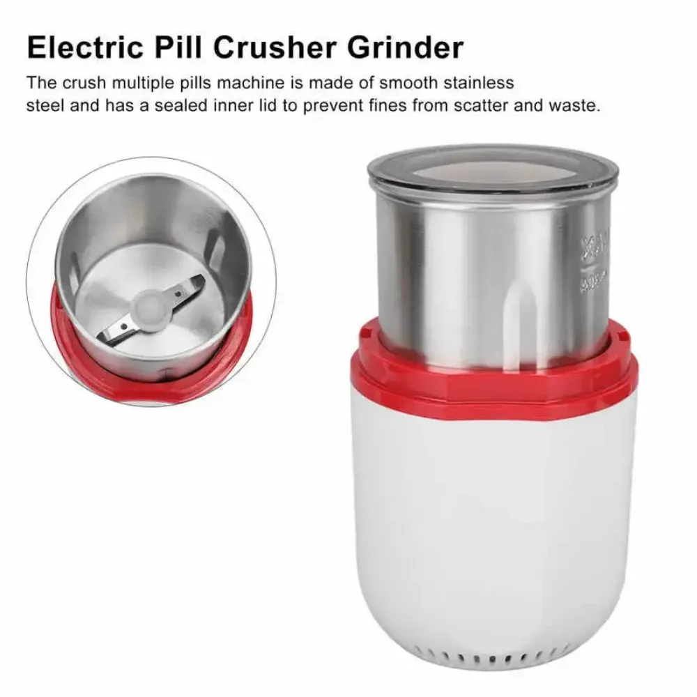 Electric Pill Crusher Grinder Stainless Steel Small Fine Powder Electronic Pulverizer for Home for Patients White/Black