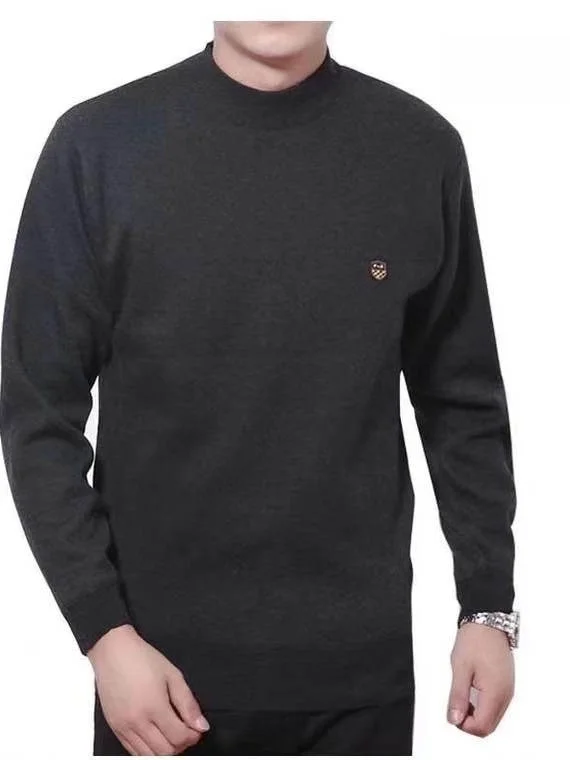 سترة محبوكة من الصوف المحبوك للرجال في منتصف العمر والكذب لون غير رسمي مستدير Ne Long Sve بلوزة شتوية #4