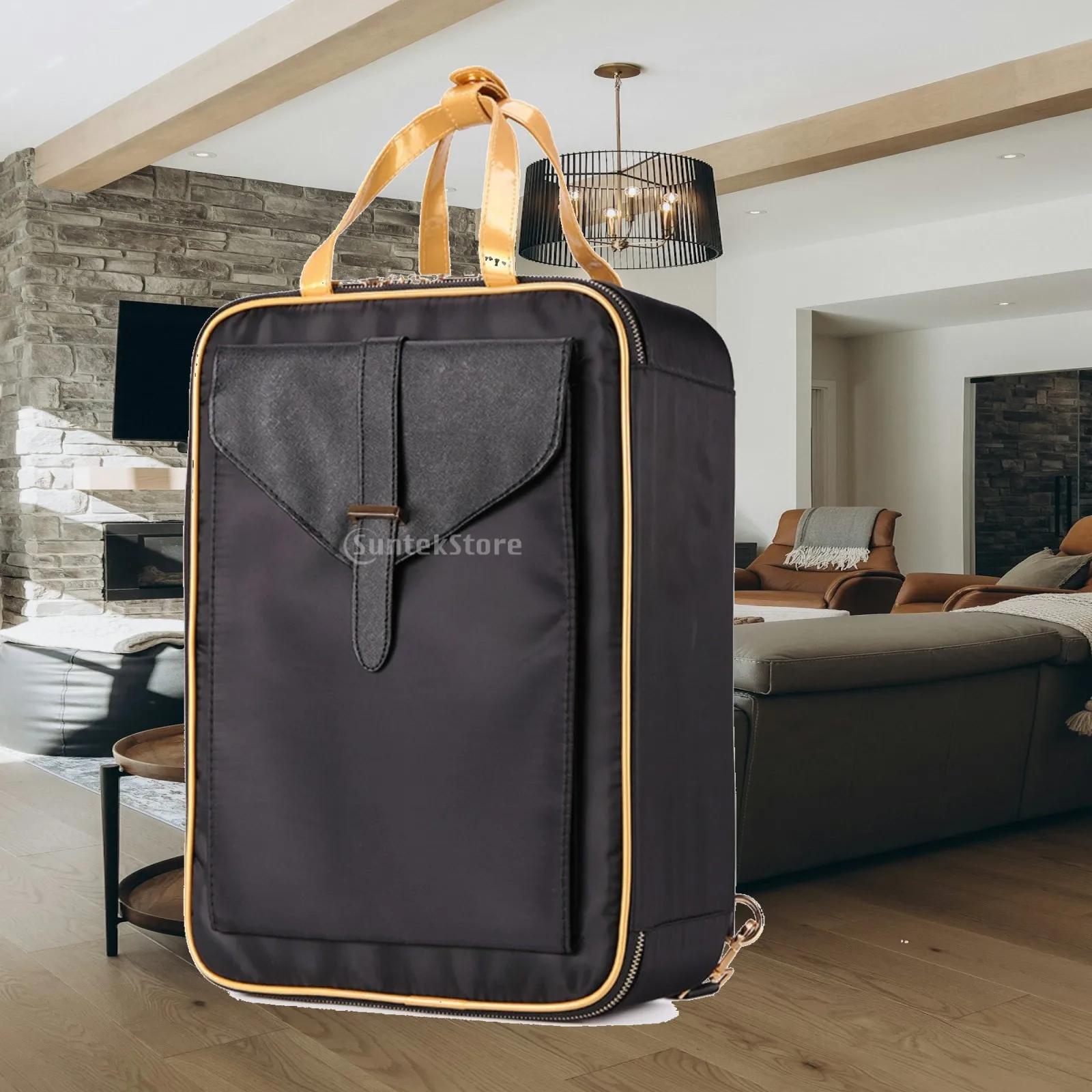 Travel Makeup Organizer Case Professional Cosmetics Bag with Dividers Black Rectangular Design for Women Beauty Tools Storage