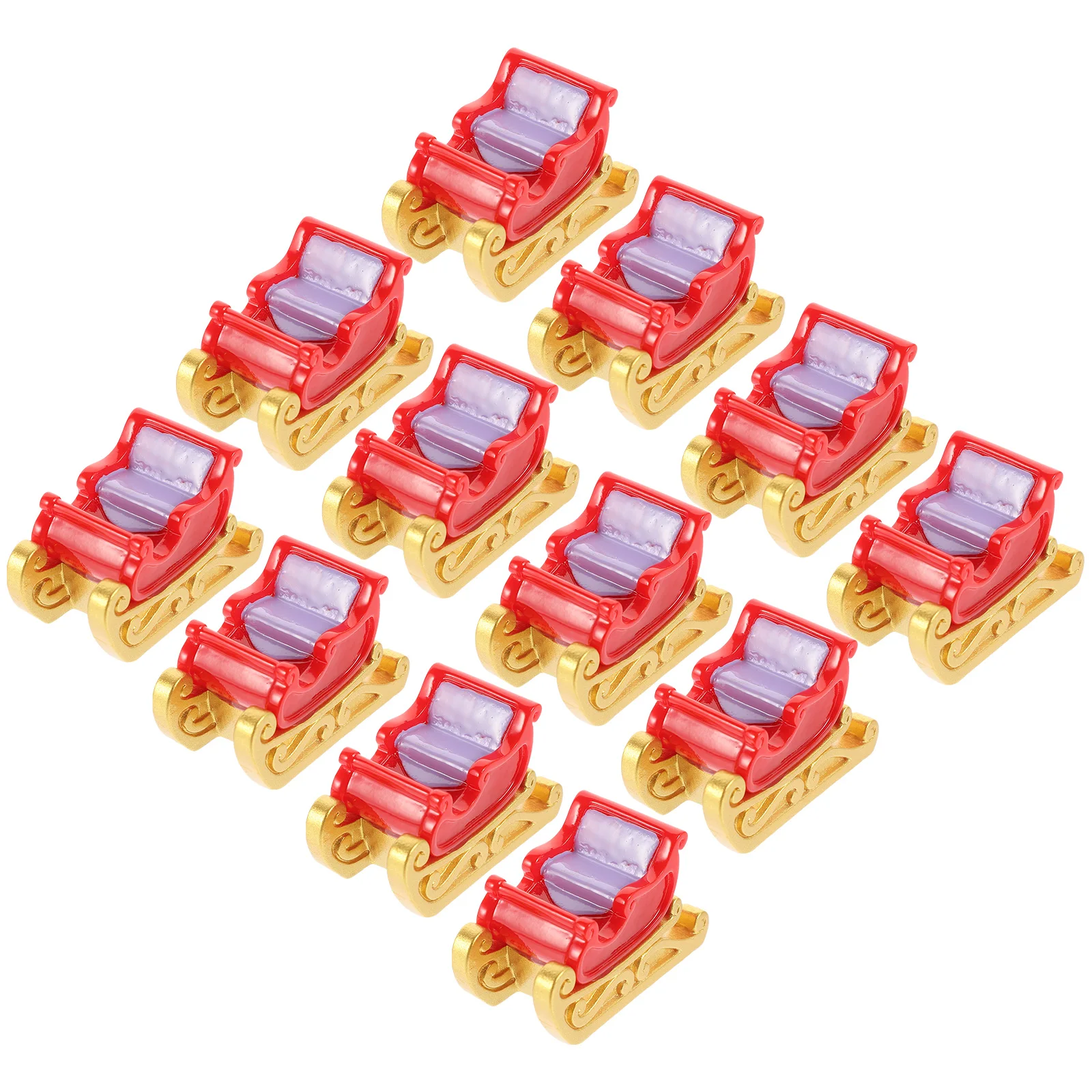 

12pcs Mini Sleigh naments Resin Cute Cartoon Christmas Decor Gift Sleigh Car Diy Crafts Table Centerpiece Party Favors