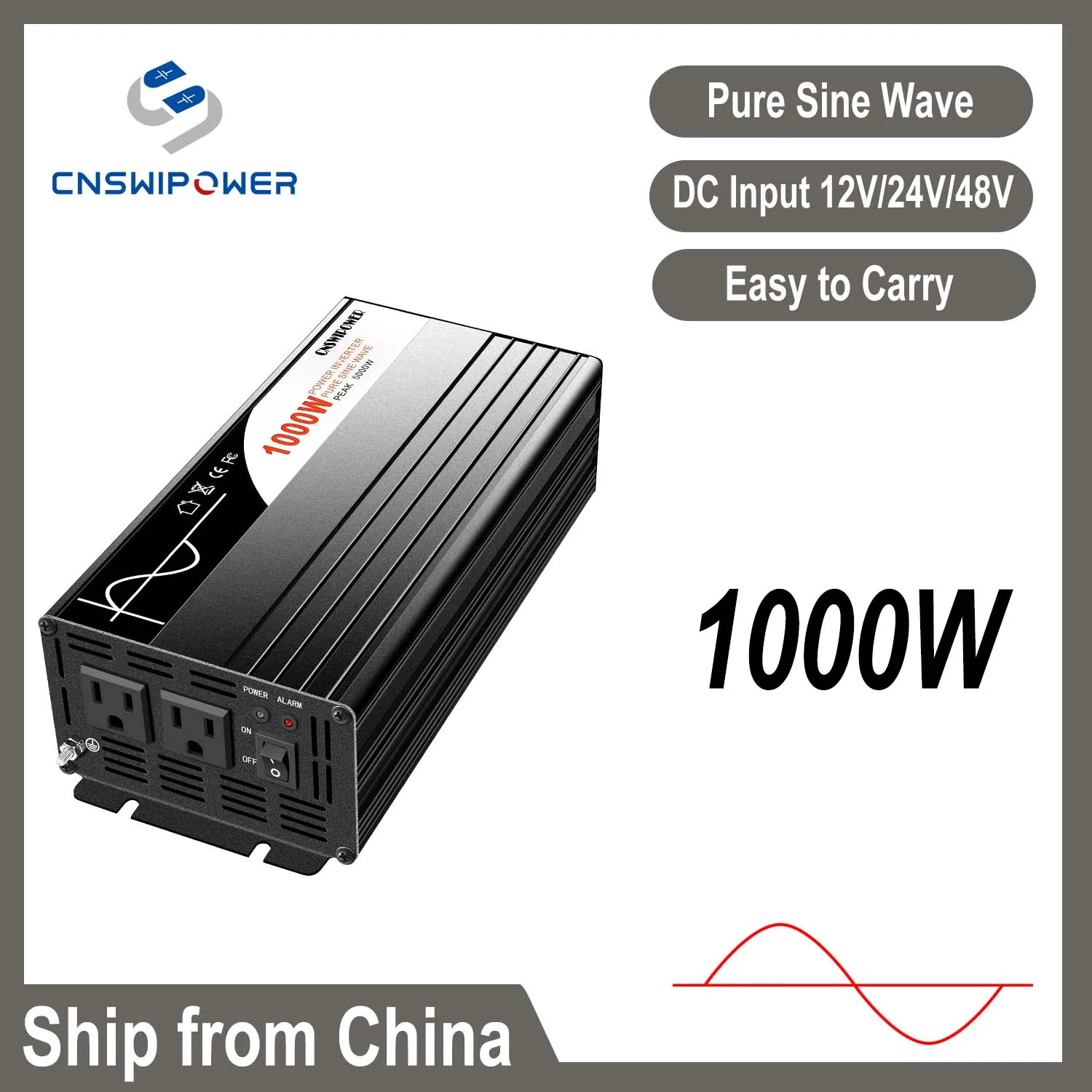 

Pure Sine Wave 1000W DC 12V To AC 220V 24V 48V 110V Car Power Inverter Adapter Converter With Multiple types of sockets