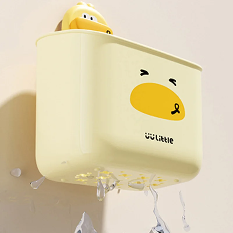 صندوق مثبت على الحائط بدون كوب شفط بدون حفر، تخزين مكياج الحمام، حامل البصل/الزنجبيل/الثوم، سيناريو رطب وجاف