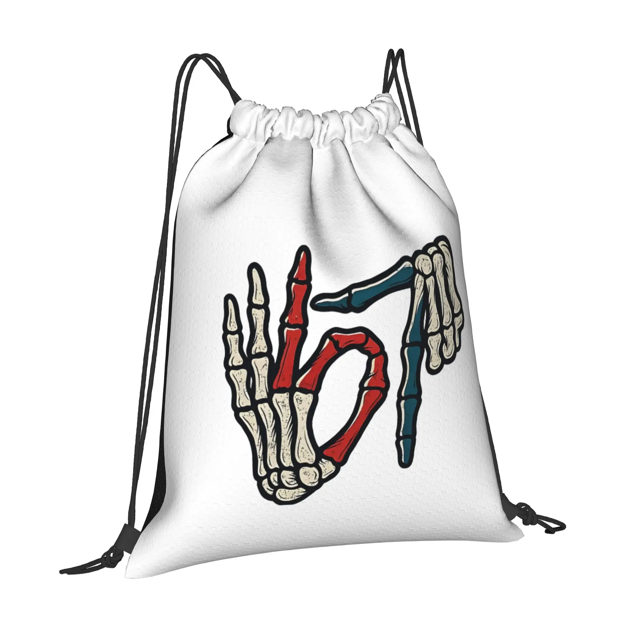 Hand 67 meme Gothic Red White Blue Bone 67 Portable Shopping Drawstring Backpack Riding Backpack Gym Shoes Drawstring Bags