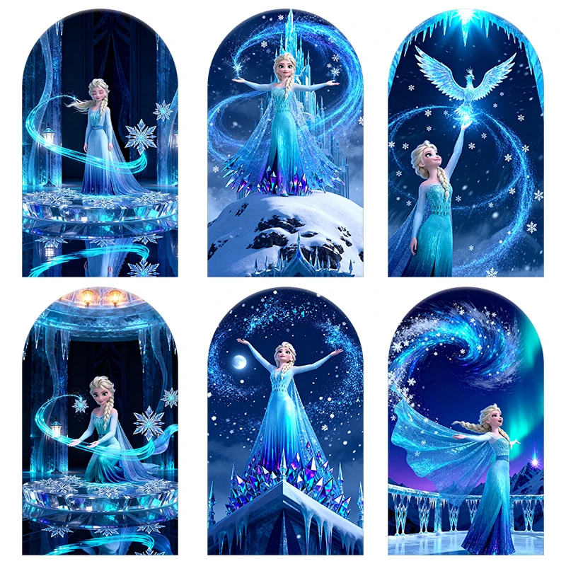 

Frozen Elsa Princess Arch Backdrop Cover Elastic Material for Girls Christmas/Birthday Celebration Baby Shower Photo Background