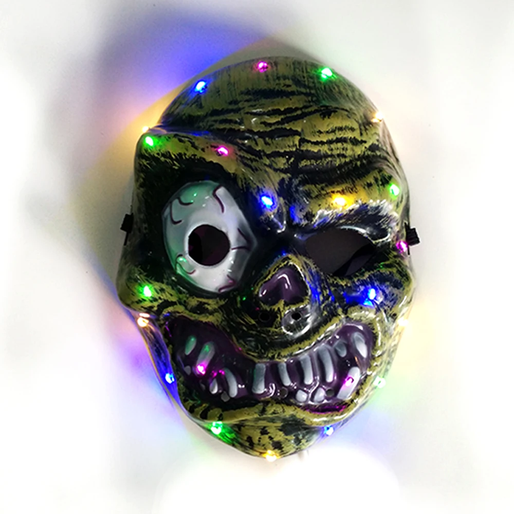 LED Four Color Explosion Eyes Mask Halloween Easter Scary Horror Cosplay Light Props Led Face Explosion Eyes Killer Mask