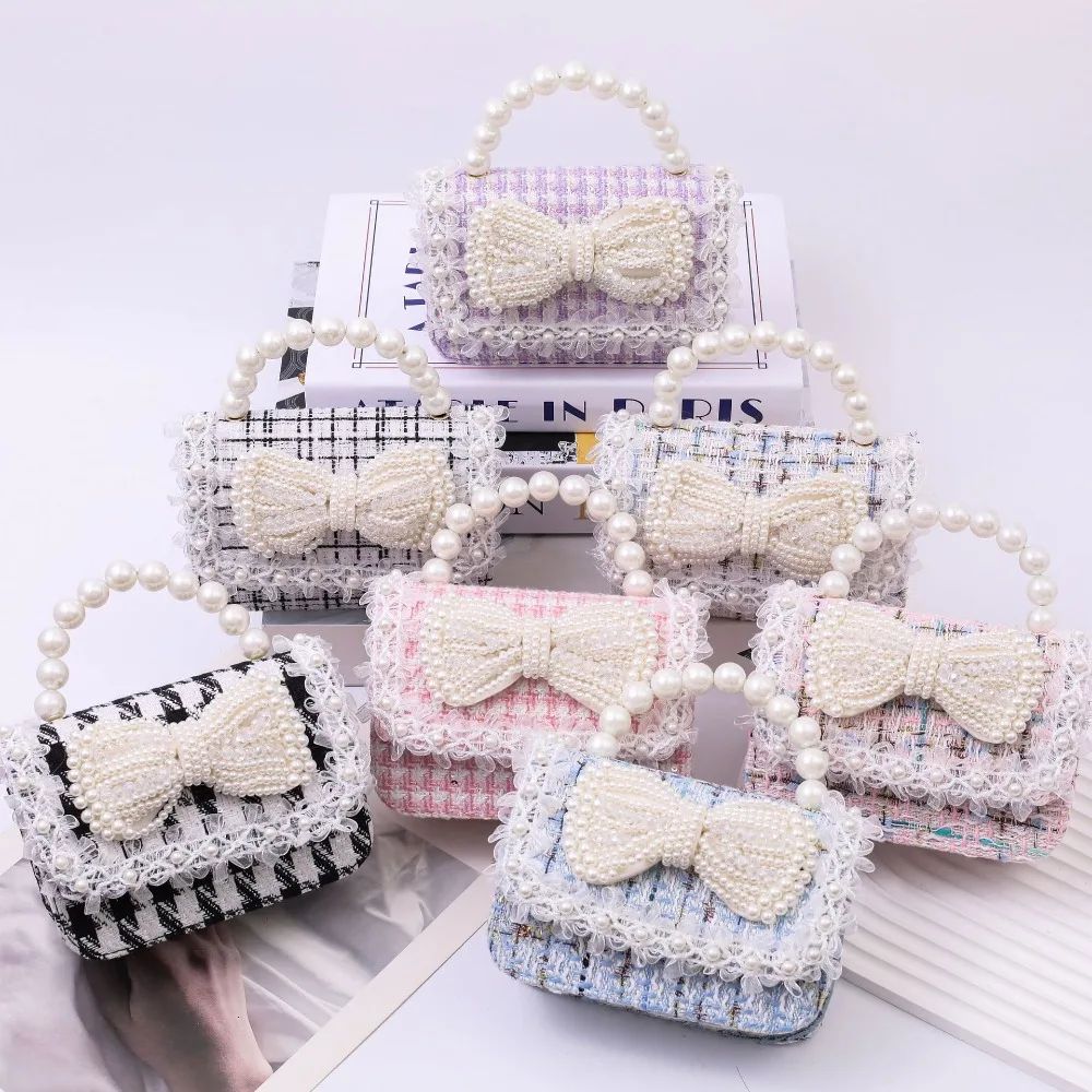 おしゃれな女の子用ハンドバッグ、シックなパールクロスボディバッグ、キュートなプリンセスショルダーバッグ（子供用）