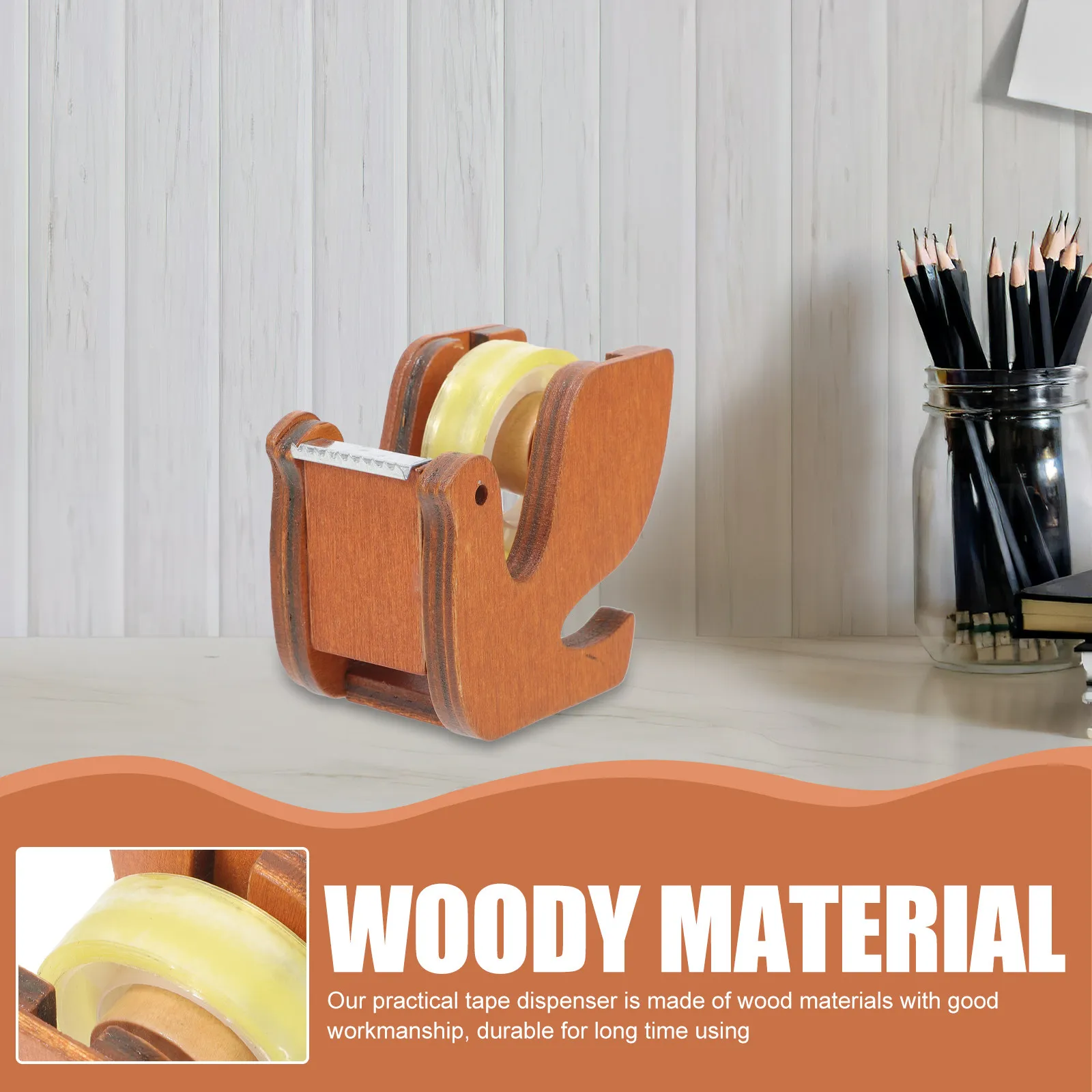 

Настольный диспенсер для скотча в форме голубя, деревянный держатель для крафт-ленты и прозрачной клейкой ленты, инструмент для легкой резки, для дома и офиса