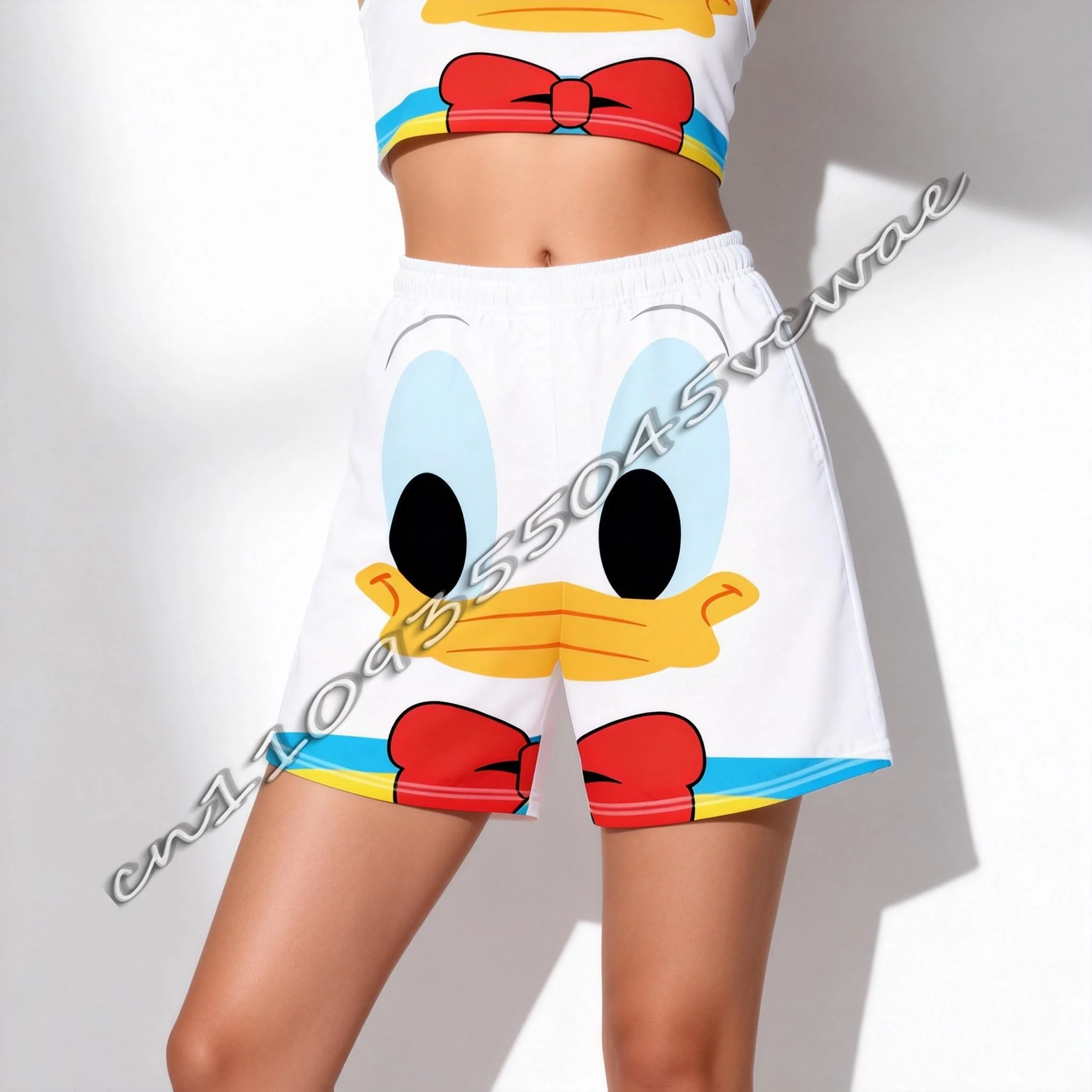 

Летняя футболка для беременных с тематикой Диснея и Дональда Дака, милые спортивные шорты для взрослых и детей, новый стиль 2026 года