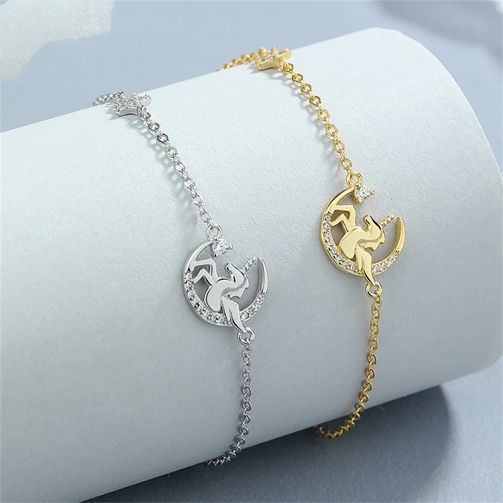 

Корейский универсальный браслет из серебра 925 пробы, элемент маленькой лошади, новые нишевые украшения INS