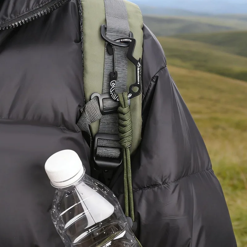 Outdoor Tactical Hook Carabiners Anti-Loss Lanyards Metal Water Bottle Clips D-Rings for Outdoor CampHiking and Emergency Gear view 3
