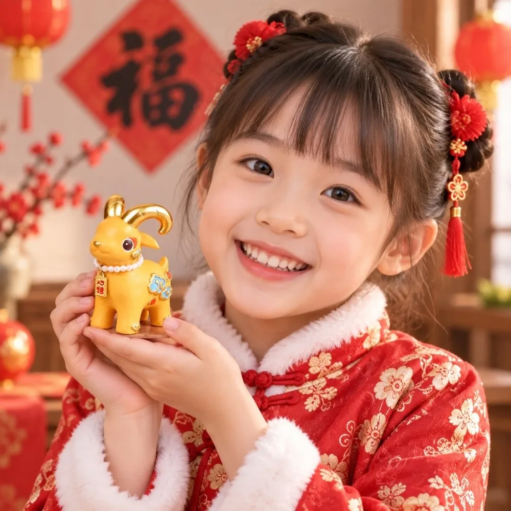 Resin Material Miniature Sheep Figurine Golden Horns Compact Size Goat Year Mascot Vibrant Colors Exquisite Details