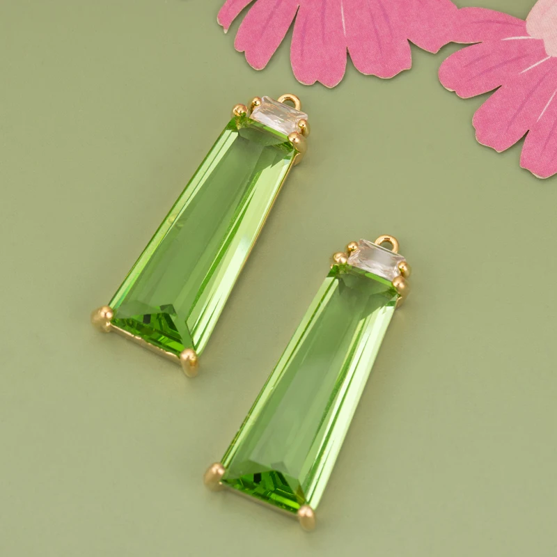 assoonas, 4 Stück/Set, ME94, Schmuckzubehör, 18k Gold rhodiniert, Kupfer, Glas, handgefertigt, Anhänger, Schmuckherstellung, DIY-Anhänger – Detail 3