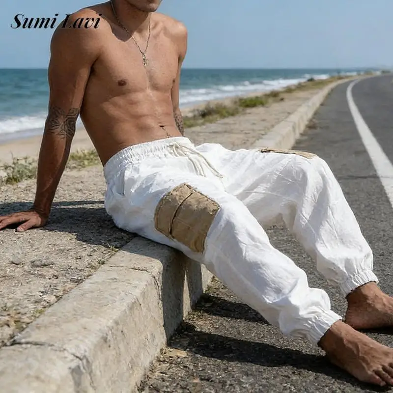Tägliche Freizeit Atmungsaktive Lockere Cargohose für Herren Vintage Patchwork Kontrastfarben-Hose 2026 Sommer Herren Outdoor Freizeithose