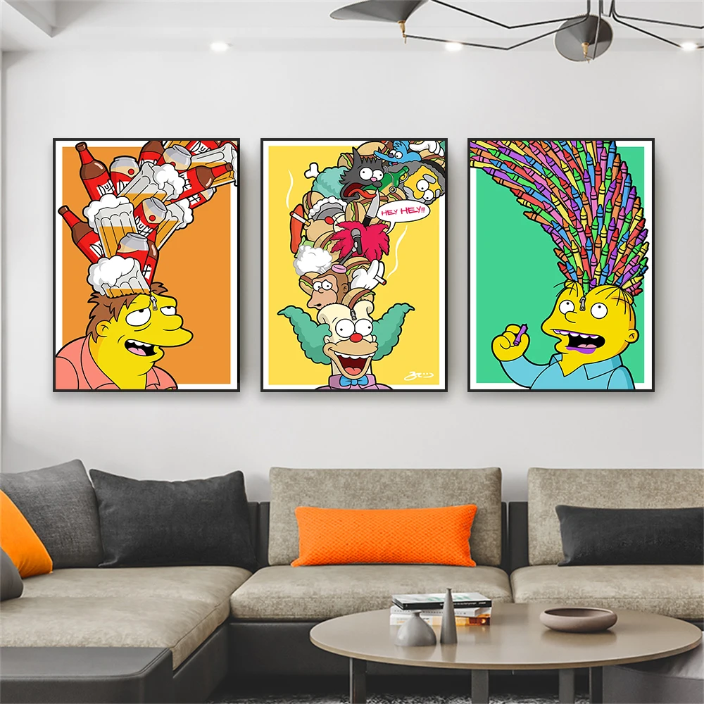 The Simpsons Disney Cute Graffiti Poster Street Graffiti Simpson Wall Art Canvas Painting Prints Bedroom Living Room Home Decor