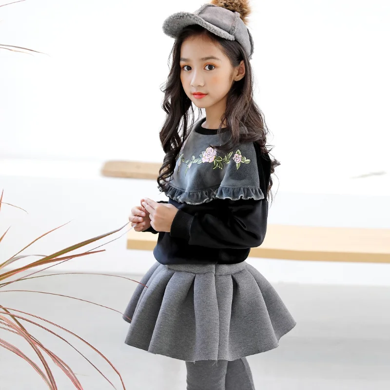 

Two Piece Skirt Pants Suit Autumn and Winter Plush Thickened Double Faced Plush Foreign Style Korean Version