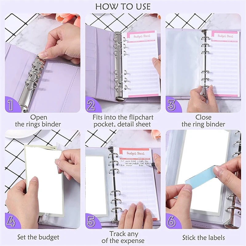 Cash Envelopes For Budgeting,34Pcs A6 Budget Binder Wallet With Cash Envelopes, A6 Binder For Saving Envelopes