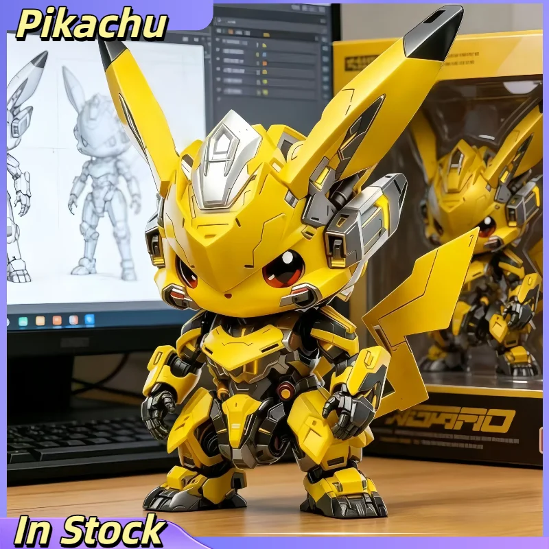 

In Stock Pokemon Pikachu Cosplay Bumblebe Figurine Anime Trendy Play GK Peripheral Model Car Desktop Figurine Ornament Toy Gift